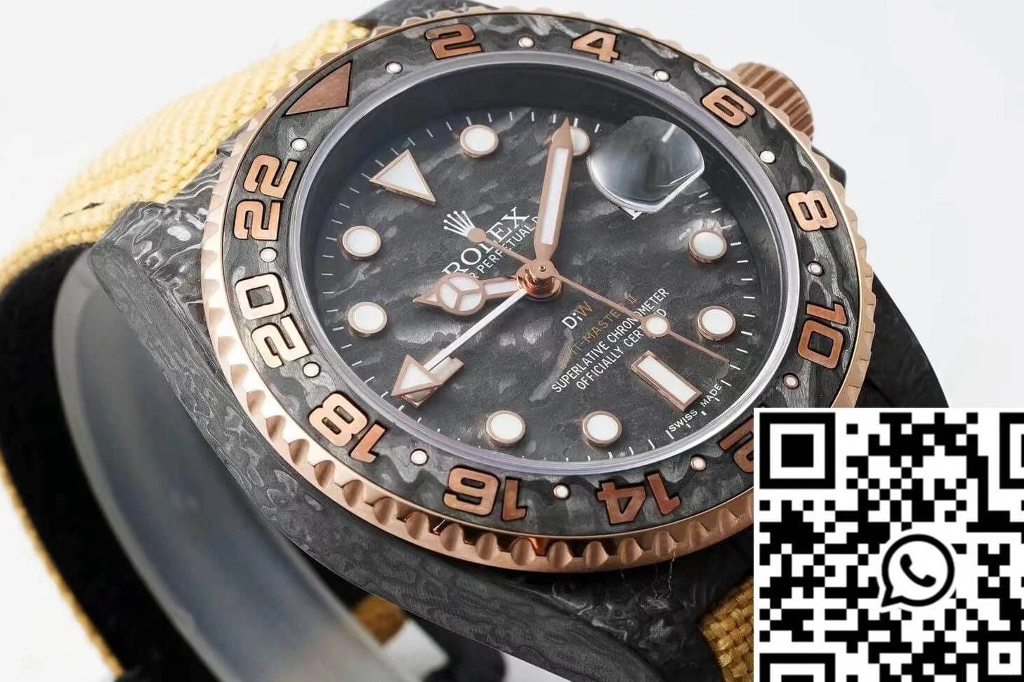 Strap GMT-MASTER Fabric II Fiber Diw Rolex Carbon Yellow 0226